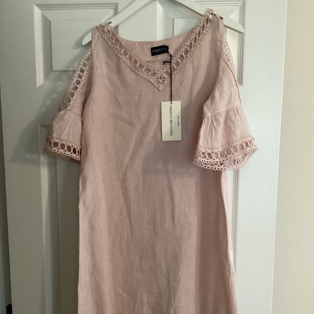 Terzo Millennio Cut out Crochet Linen Dress